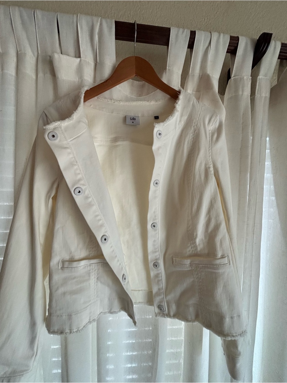 CAbi Women's Cream Button-Front Jean Jacket